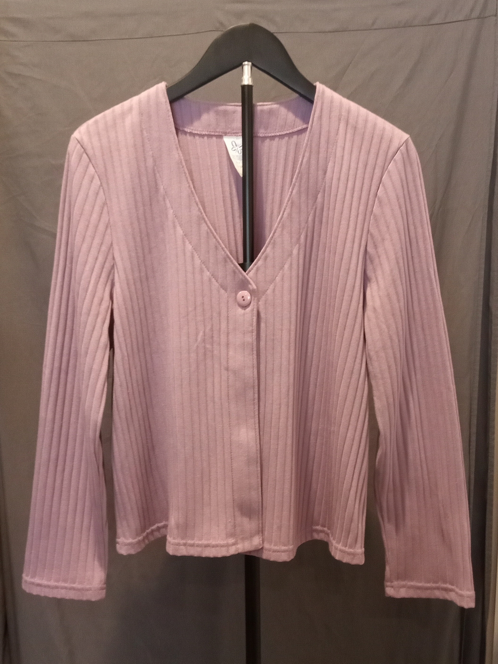 Weekenders Lavender Ribbed Long-Sleeve One Button Sweater Jacket Women's Size S
